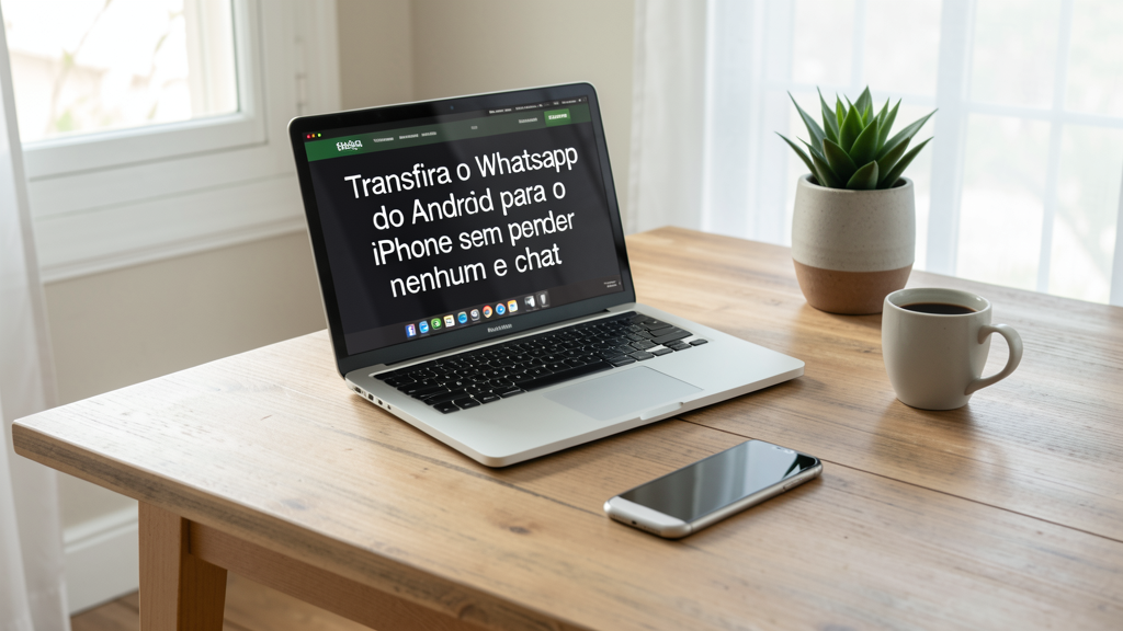 Imagem editorial ilustrando Transfira o WhatsApp do Android para o iPhone sem perder nenhum chat